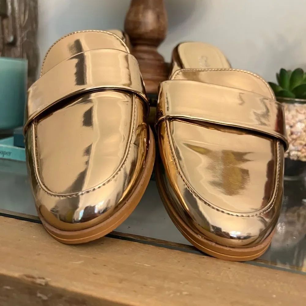Charles by Charles David Size 6M 'Georgi' Metallic Flat Mules Rose Gold $89